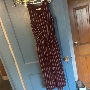 Burgundy and White Striped Jumper